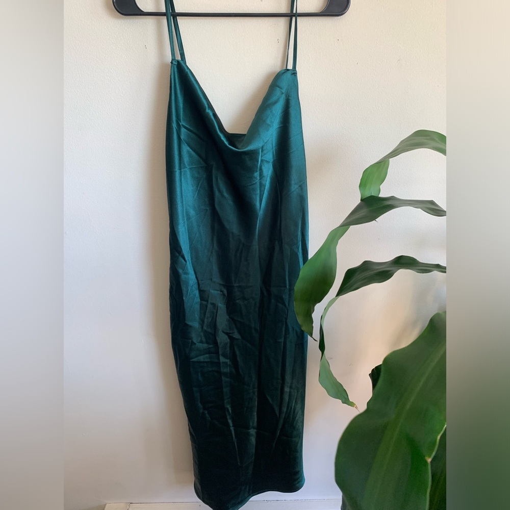 birdy grey - emerald green satin maxi dress